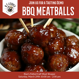 Tasting Demo featuring BBQ Meatballs at Rian's Fatted Calf