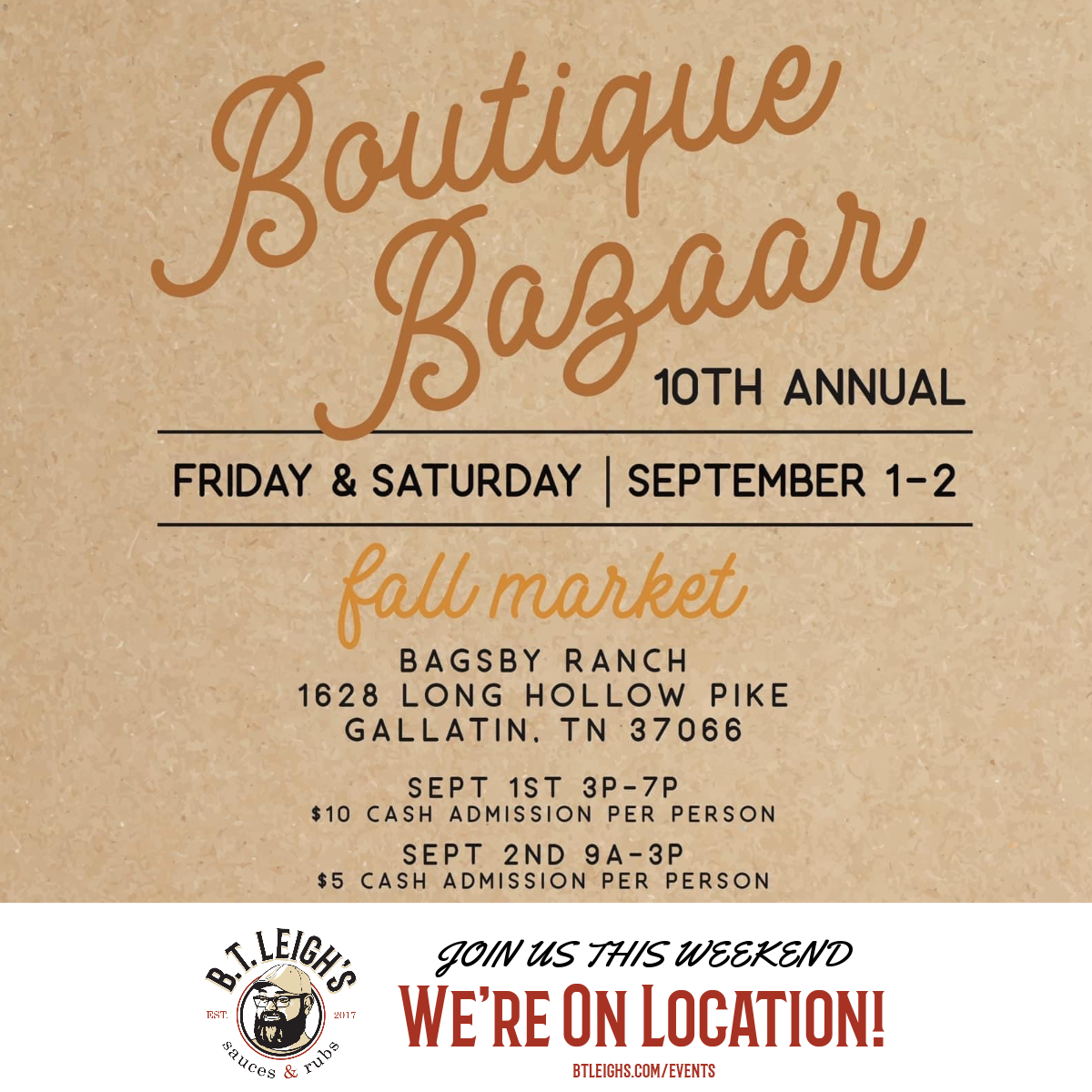 Boutique Bazaar 10th Annual Fall Market B.T. Leigh s B.T