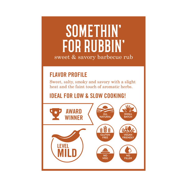 Somethin' For Rubbin' - Sweet & Savory Barbecue Rub - 6 oz Bottle