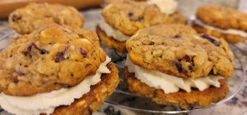 Cranberry White Chocolate Oatmeal Cookies with Sour Cream Frosting