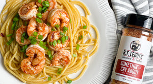 Spicy Shrimp Bucatini with Lemon Butter Sauce using B.T. Leigh's Somethin' To Cry About Sweet & Spicy Barbecue Seasoning