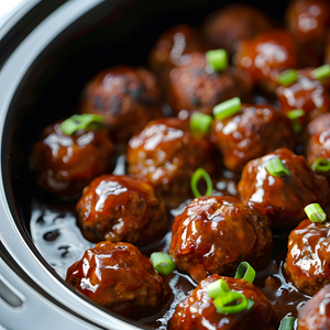 Crock Pot Barbecue Meatballs with Green Onions