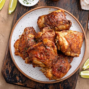 Crispy Air Fryer Chicken Thighs with Lemon, Pepper & Herbs