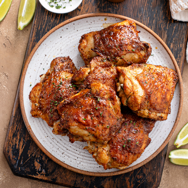 Crispy Air Fryer Chicken Thighs with Lemon, Pepper & Herbs