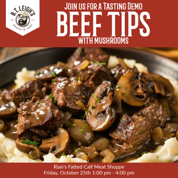 Live Demo - Beef Tips with Mushrooms at Rian's Fatted Calf Meat Shoppe