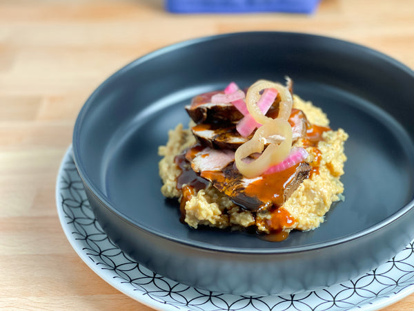 Barbecue Coffee Pork Medallions with White Cheddar Grits