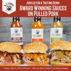 B.T. Leigh's pulled pork sliders topped with artisanal barbecue sauces and rubs at a tasting demo