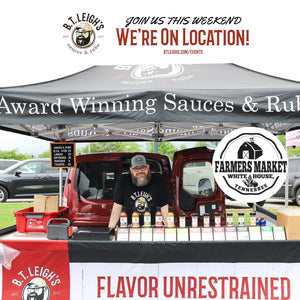 B.T. Leigh's Sauces and Rubs vendor booth at White House Tennessee Farmers Market
