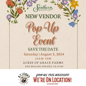 B.T. Leigh's Sauces and Rubs pop-up event flyer, August 3, 2024, at Acres of Grace Farms.