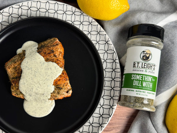 Creamy Dill Sauce over Pan Seared Salmon with Somethin' To Dill With