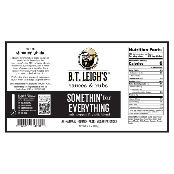 Somethin' For Everything - Salt, Pepper, & Garlic Blend - 4.2 oz Bottle - B.T. Leigh's Sauces and Rubs - -  - -  - - #tag1# - - #tag2# - - #tag3#