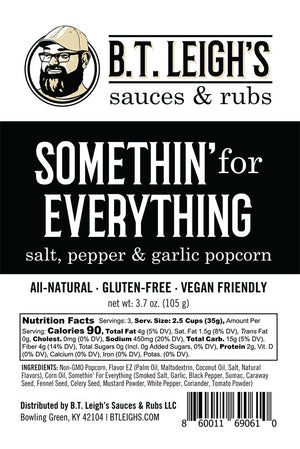 Somethin' For Everything - Salt, Pepper, & Garlic Popcorn - B.T. Leigh's Sauces and Rubs - -  - -  - - #tag1# - - #tag2# - - #tag3#