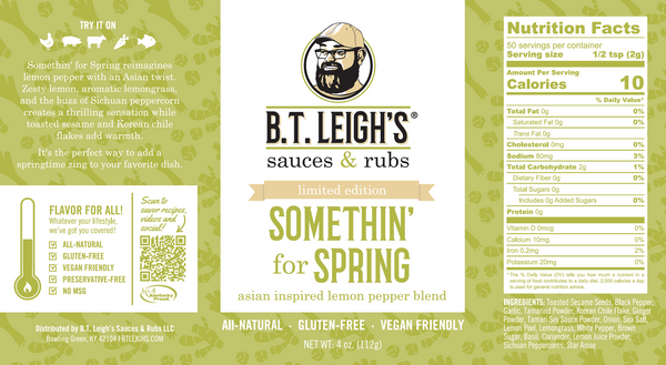 Somethin' For Spring - Asian Inspired Lemon Pepper Blend - 4 oz Bottle - B.T. Leigh's Sauces and Rubs - -  - -  - - #tag1# - - #tag2# - - #tag3#