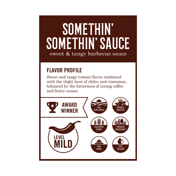 Somethin' Somethin' Sauce - Sweet & Tangy Barbecue Sauce - 15 oz Bottle - B.T. Leigh's Sauces and Rubs - -  - -  - - #tag1# - - #tag2# - - #tag3#