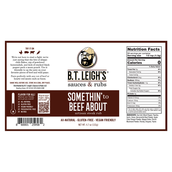 Somethin' To Beef About - Savory Umami Steak Blend - 4.7 oz Bottle - B.T. Leigh's Sauces and Rubs - -  - -  - - #tag1# - - #tag2# - - #tag3#