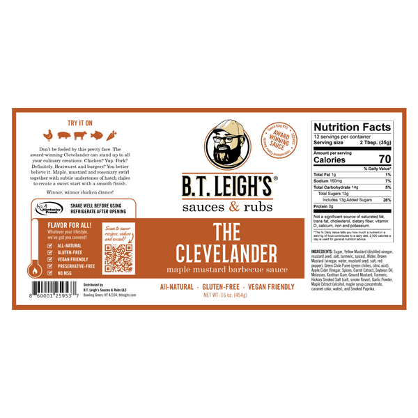 The Clevelander - Mustard Maple Rosemary Barbecue Sauce - 16 oz Bottle - B.T. Leigh's Sauces and Rubs - -  - -  - - #tag1# - - #tag2# - - #tag3#