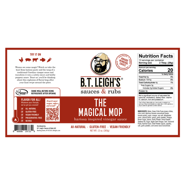 The Magical Mop - Harissa Inspired Carolina Vinegar Sauce - 13 oz Bottle - B.T. Leigh's Sauces and Rubs - -  - -  - - #tag1# - - #tag2# - - #tag3#