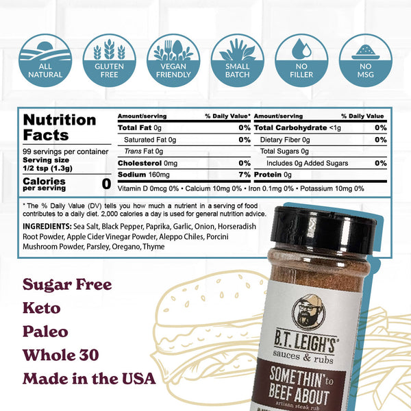 Somethin' To Beef About - Savory Umami Steak Blend - 4.7 oz Bottle