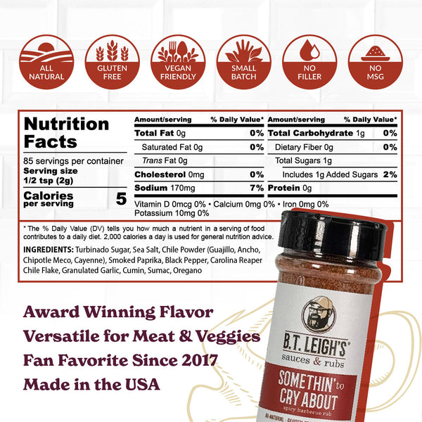 Somethin' To Cry About - Sweet & Spicy Barbecue Rub - 6 oz Bottle