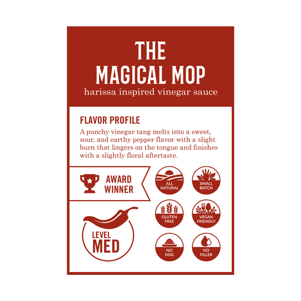 The Magical Mop - Harissa Inspired Carolina Vinegar Sauce - 13 oz Bottle
